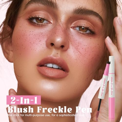 Hosaily Freckle Blush Pen 2In1 Light Brown Faux Freckle Stamp Pen Soft Pink Liquid Blush For Summer Sunkissed Makeup Natural Lifelike