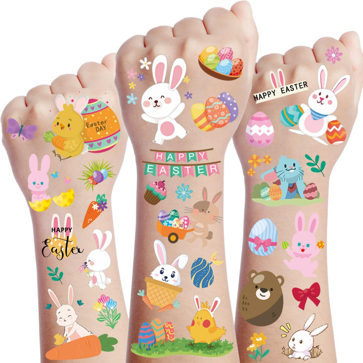 10 Sheets Happy Easter Tattoos For Kids Boys Girls Funny Bunny Eggs Temporary Tattoos Easter Party Decoration Easter Fake Tattoo Sticker