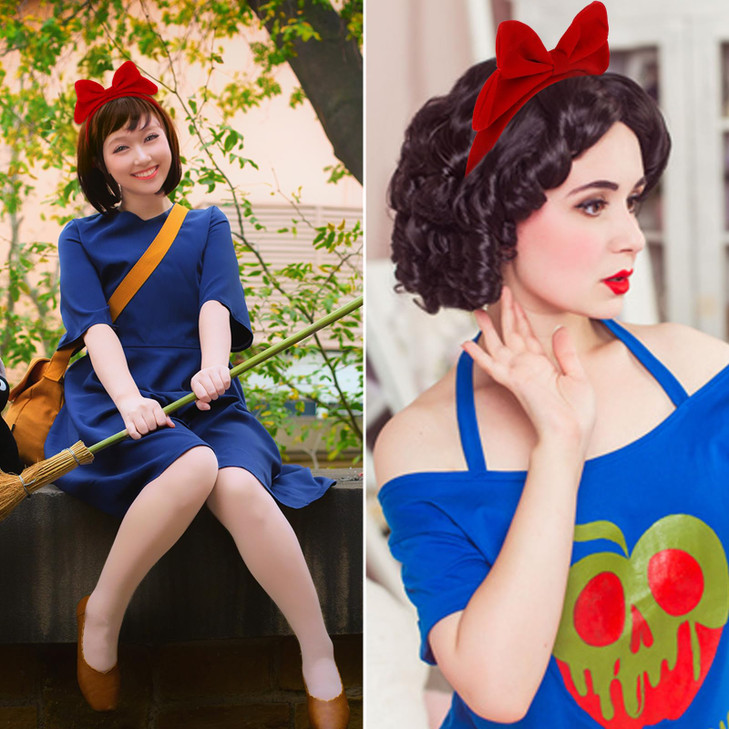 Bahaby Red Bow Headband Bow Headbands For Women Costumes For Women Snow White Hair Accessories