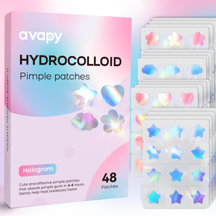 Avapy Pimple Patches For Face Cute Hydrocolloid Acne Patches Colorful Hologram Star Sport Stickers Zits And Blemish Pimple Patch With