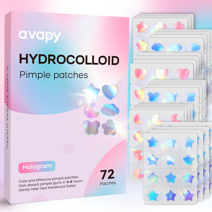 Avapy Pimple Patches For Face Cute Hydrocolloid Acne Patches Colorful Hologram Star Sport Stickers Zits And Blemish Pimple Patch With