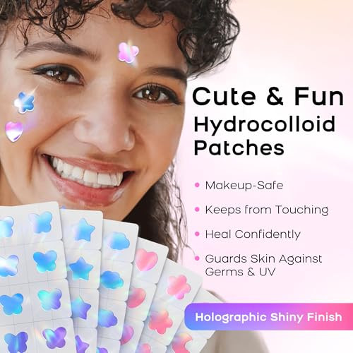 Avapy Pimple Patches For Face Cute Hydrocolloid Acne Patches Colorful Hologram Flower Sport Stickers Zits And Blemish Pimple Patch With