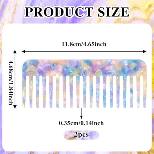 Mabor Hair Detangling Comb 2 Pack Tortoise Shell Comb Acetate Wide Tooth Comb No Handle Styling Comb For Wet And Dry Hair Women S Thick