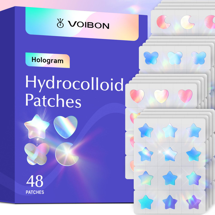 Voibon Hologram Pimple Patches For Face Cute Hydrocolloid Acne Patches Salicylic Acid And Tea Tree Colorful Star Spot Stickers Zits And