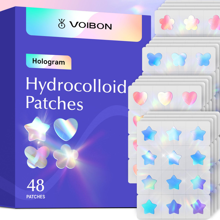 Voibon Hologram Pimple Patches For Face Cute Hydrocolloid Acne Patches Salicylic Acid And Tea Tree Colorful Star Spot Stickers Zits And