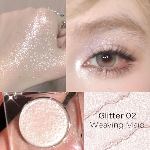 Kyda Single Glitter Eyeshadow Pale Champagne Silver Eyeshadow Lasting Blendable Shimmer Pearl Eyes Shadow Sparkling Eyes Glitter Soft