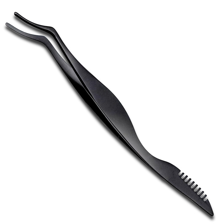 Pretty Memory Upgraded Lash Applicator Tool With Comb 2 In 1 Stainless Steel Eyelash Tweezers Lash Extension Curlers Curved Tweezer Clip For