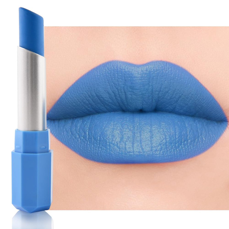 Hhltoh Sky Blue Matte Lipstick Pigmented Lip Crayon And Face Paint Stick For Women Everyday Halloween Birthday Party Wear Younger Looking