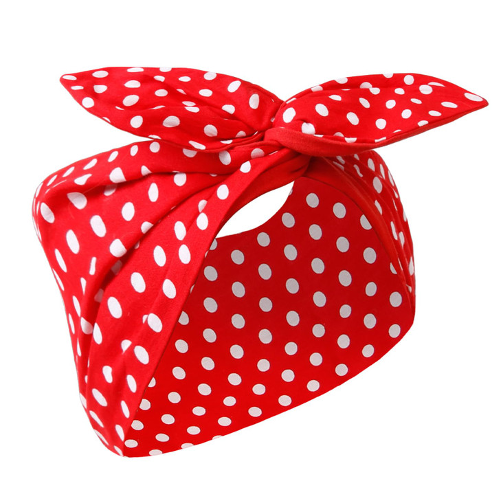 Huachi Red And White Polka Dot Headband For Women Retro 50S Bow Headband
