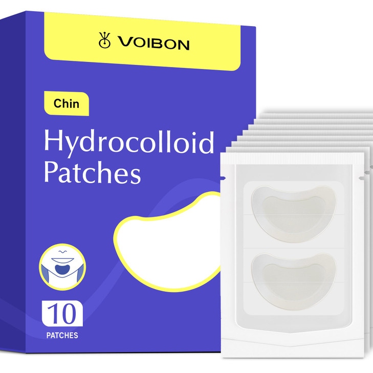 Voibon Large Chin Pimple Patches For Cystic Acne And Breakouts Hydrocolloid Blemish Cover With Natural Tea Tree Oil Vegan Cruelty Free Spot