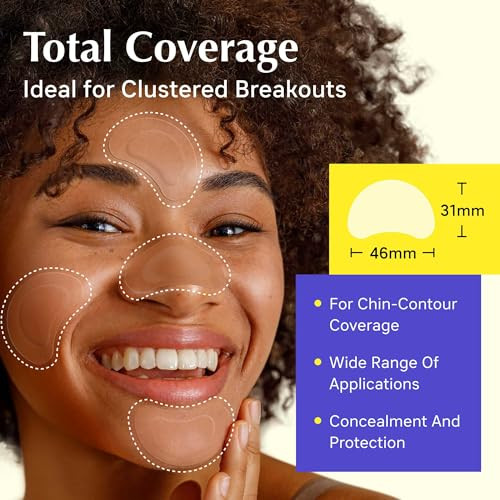 Voibon Large Chin Pimple Patches For Cystic Acne And Breakouts Hydrocolloid Blemish Cover With Natural Tea Tree Oil Vegan Cruelty Free Spot