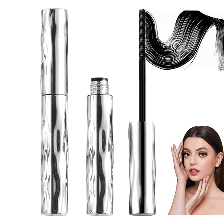 2025 Upgraded Waterproof Metal Wand Mascara Black Washable Metal Mascara Wand Steel Tube Mascara Primer Super Voluming Lash Extensions Long