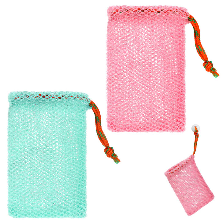 2 Pack Soap Savers For Bar Soap Exfoliating Net Mesh For Shower Holder Mesh Foaming Bag For Bath And Shower 2 Colors 5.5 X 3.5 In