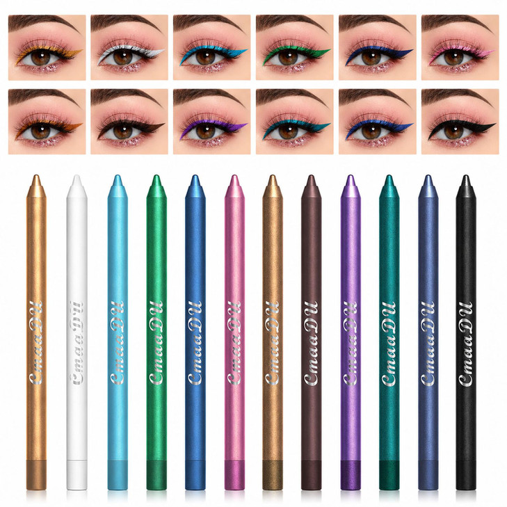 Eyeliner Pencil Set 12 Metallic Colors Eye Makeup Pencils For Women