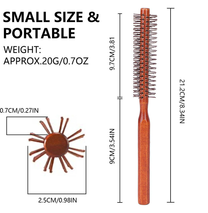 Kodrily Round Hair Brushes Small Rounded Hair Brush Skinny Thin Round Brush Small Wooden Circle Thin Circular Hair Brush Unisex For Short