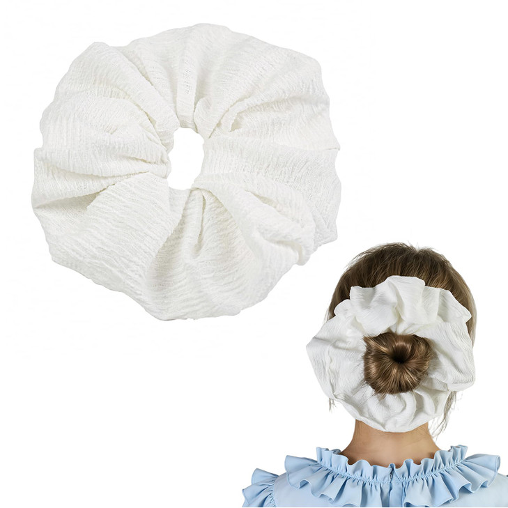 Jgqur White Hair Scrunchies For Women 1Pc Large Elastic Hair Ties Soft Hairbands For Thick Thin Hair Big Ponytail Holders Hair Accessories