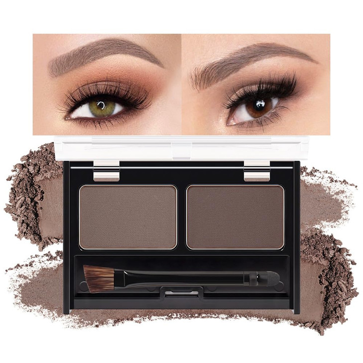 Light Dark Brown Eye Brow Powder Kit For Women Medium Coffee Eyebrow Powder Palette With Brush Brow Color Filler Get Full Defined Natural