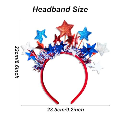 Tagberoy 4Th Of July Headband For Women Red White And Blue Star Headband