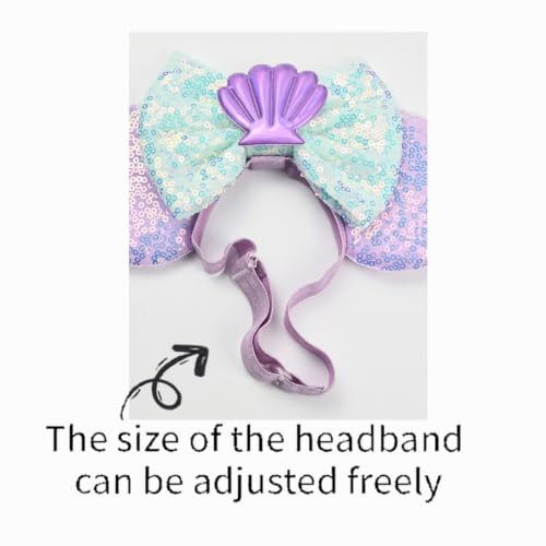 Batsysm Adjustable Mermaid Mouse Ears Hair Bow Headband Elastic Hairband For Baby Girls