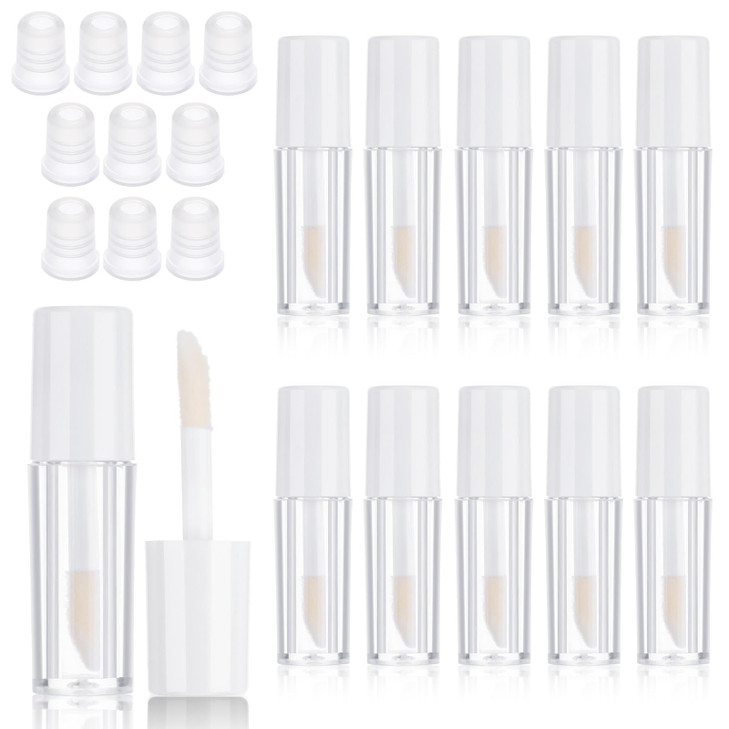 10Pcs Mini Lip Gloss Tubes 1.2 Ml Clear Refillable Empty Lipgloss Tubes For Lipstick Balm Different Samples Travel Refill Mini Lipgloss Tube