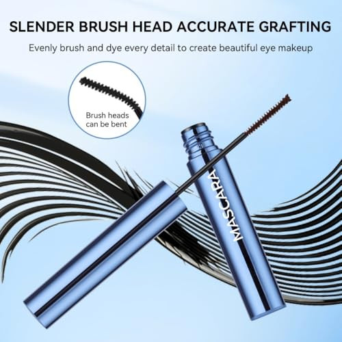 Black Mascara For Sparse Lashes Waterproof Mascara With Tiny Brush Smudge Proof And Long Lasting Volumizing Lightweight And No Clumping