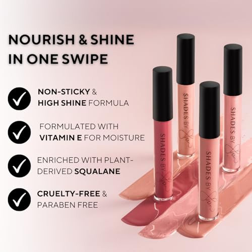 Shades By Shan Lip Gloss High Shine Non Sticky Formula Anti Aging With Squalane And Vitamin E Pink Shanpagne Full Size