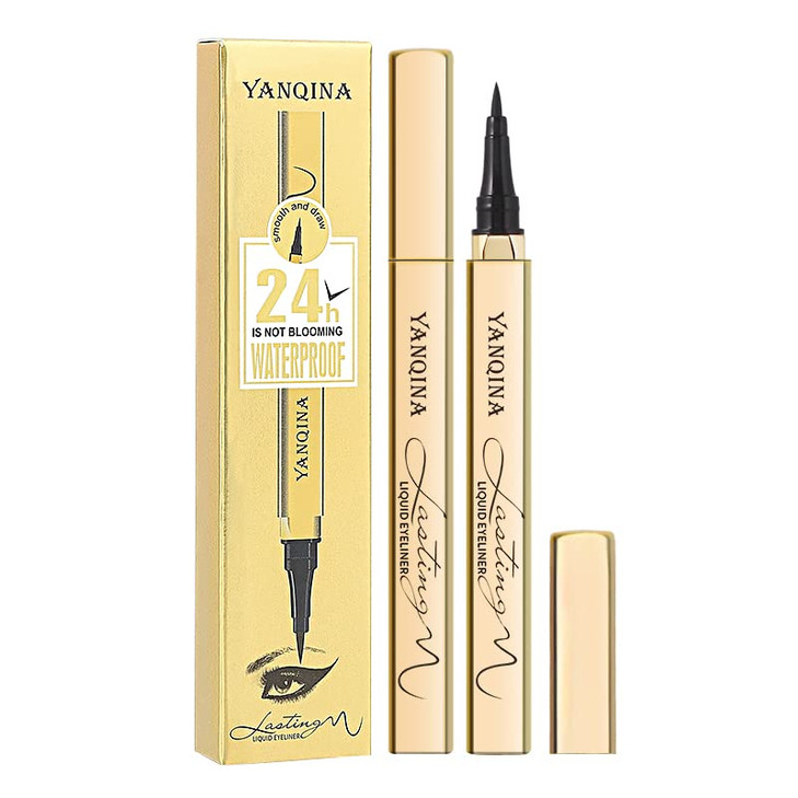 Yanqina Waterproof Liquid Eyeliner Smudge Proof Makeup Long Lasting Eyeliner Pencil For Women Black Smooth Quick Drying