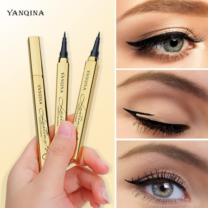 Yanqina Waterproof Liquid Eyeliner Smudge Proof Makeup Long Lasting Eyeliner Pencil For Women Black Smooth Quick Drying
