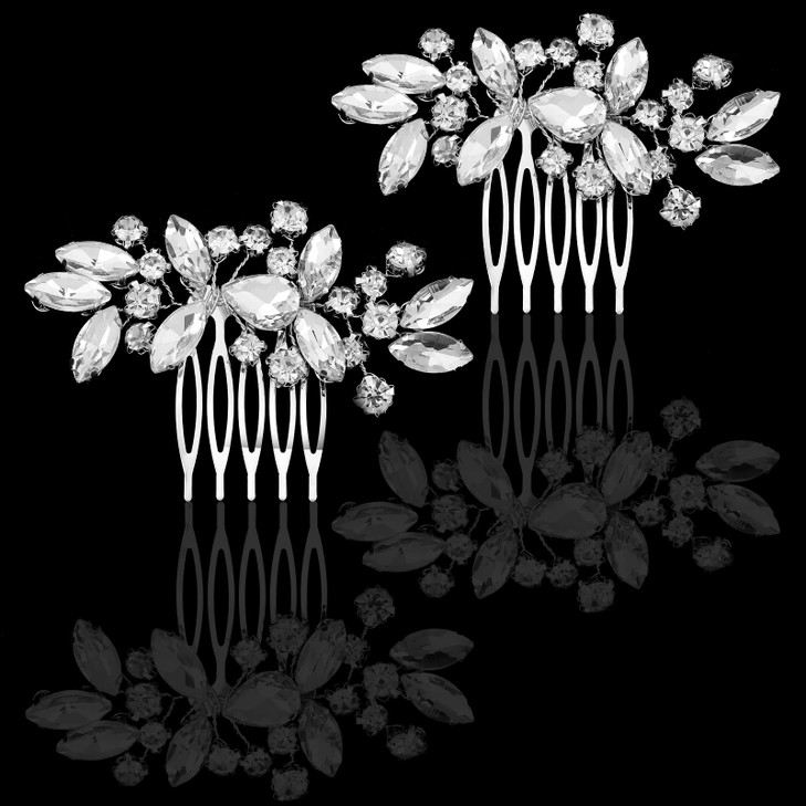 Heclia 2Pcs Bridal Hair Combs Hairpieces Flower Wedding Clips Hair Piece