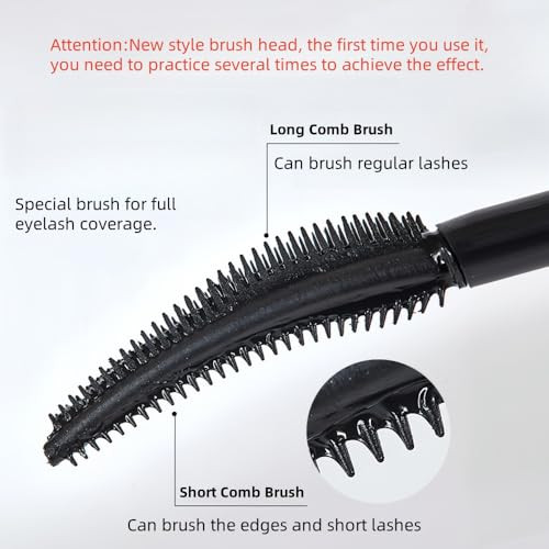 Mascara In Black Waterproof Mascara With Special Brush Smudge Proof Definition No Clumping And Long Lasting Volume And Lengthening