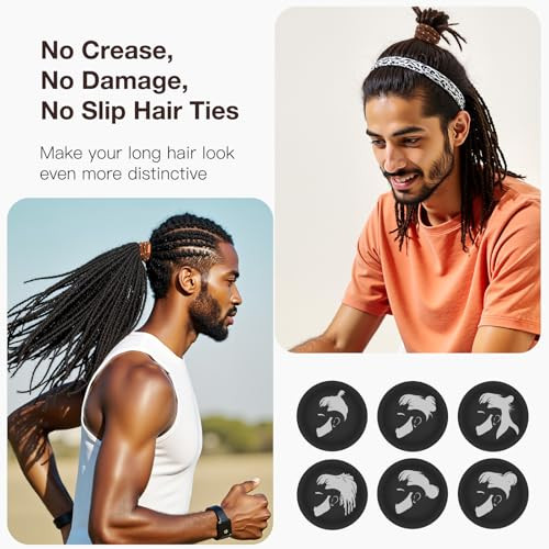 Easyoung 12Pcs Braided Men S Hair Ties No Damage No Crease Breakage Buns Curly Thick Dense Long Hair Ties For Guys