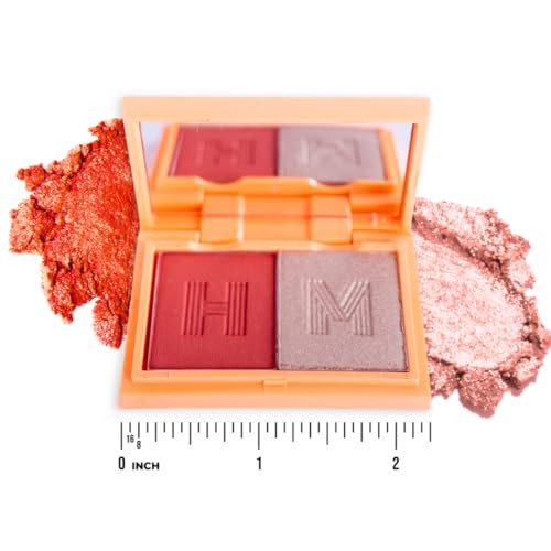 Haute Minute Makeup Blush Plus Brighten Highlighter Duo Mini Lightweight Blendable Shimmer Blush High Pigmented Makeup Powder Palettes