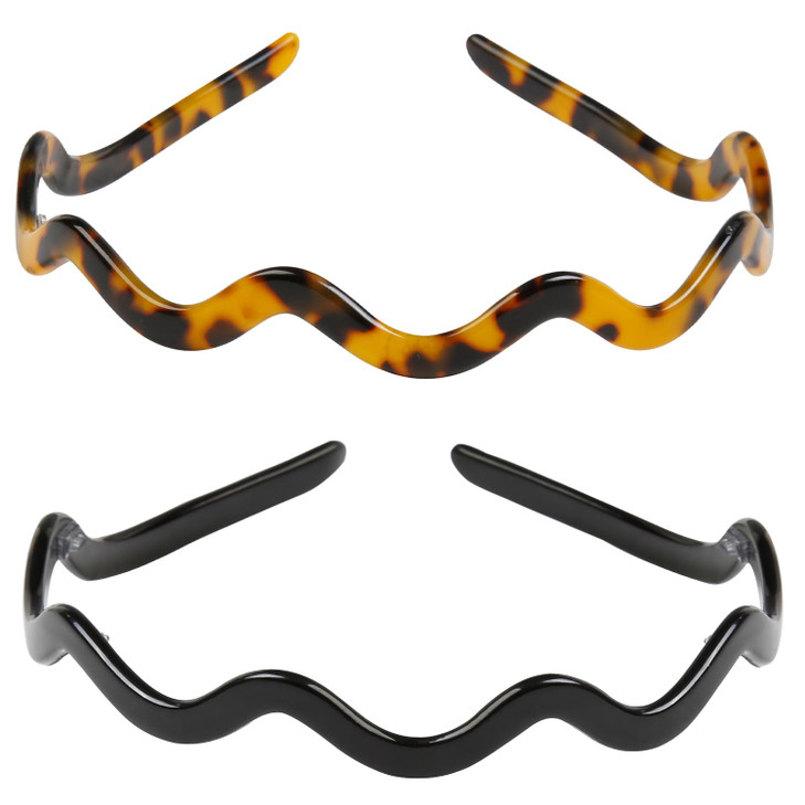 Wovowovo Wavy Headbands For Women Skinny Acetate Non Slip Head Bands