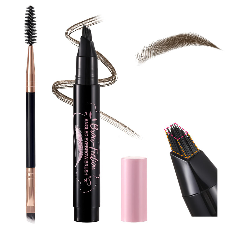 Liquid Microblading Eyebrow Pencils For Women Waterproof Quick Drying Eye Brow Pen With Angled Brush Brow Fection Natural Hair Like Strokes