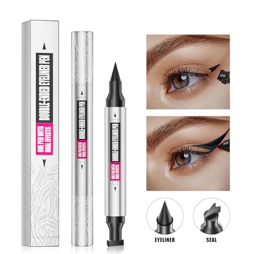 Yanqina 2 In 1 Stamp And Liquid Eyeliner Pen Waterproof Easy Makeup Winged Stamp