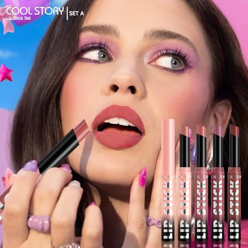 Cool Story Matte Lipstick Lightweight Blurring Formula With High Impact Pigment Long Lasting 0.07 Oz 4 Color Set A