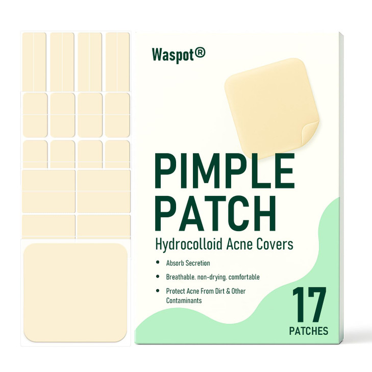 Waspot Original Hydrocolloid Acne Patches 17 Count Medical Grade For Cystic Breakouts Invisible Spot Treatment And Overnight Healing