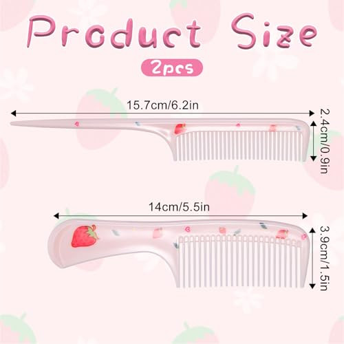 Toddler Comb 2 Pcs Small Cute Hair Comb Mini Baby Hair Combs Set Fine Tooth Rat Tail Combs For Women Portable Anti Static Plastic Tools For