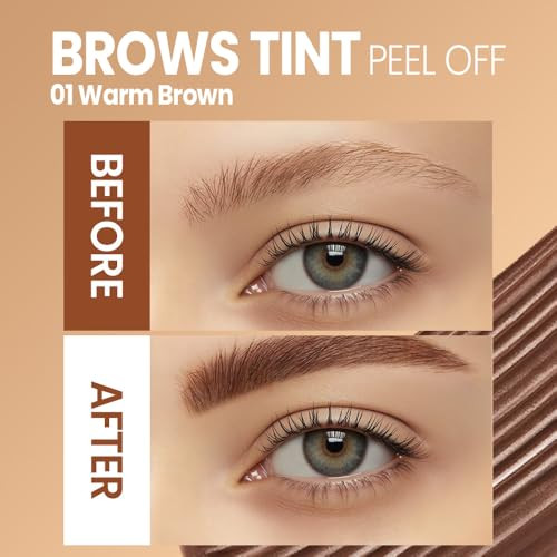 Xzmeilun Warm Brown Eyebrow Gel Tattoo Peel Off With Tweezer Waterproof And Smudge Proof Long Lasting 3 5 Day Natural Looking Brow Tint