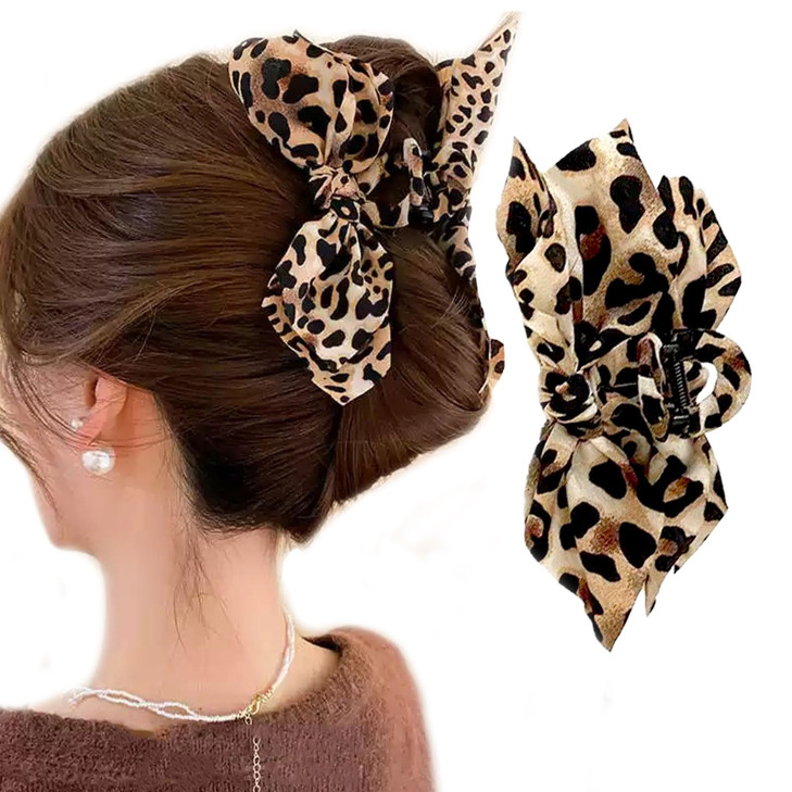 Leopard Hair Claw Clips For Women Cheetah Print Hair Clips Non Slip Strong Hold Jaw Clips Fashion Hair Accessories For Thick Hair Brown