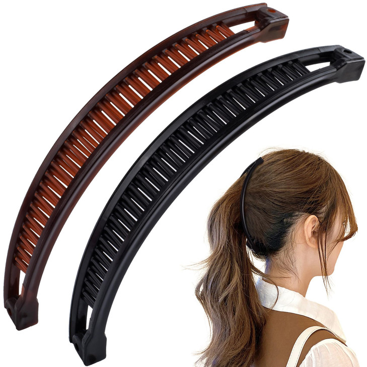 Winsyison 2Pcs Banana Hair Clips 6.1X0.87In Black And Coffee