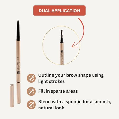 Cellmetics Ultra Slim Precision Eyebrow Pencil For Mature Women Warm Brown 2 Waterproof Brow Pencil With Hair Like Strokes Long Lasting
