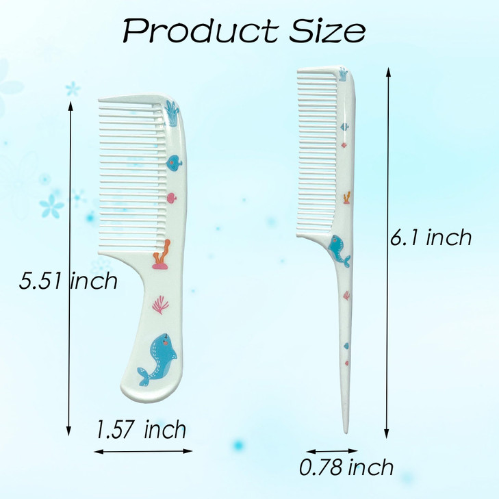 Baby Hair Comb Set 2 Piece Small Cute Hair Combs Mini Hair Combs Set Toddler Comb For Girls Boys Kids Fine Tooth Rat Tail Combs Doll Comb