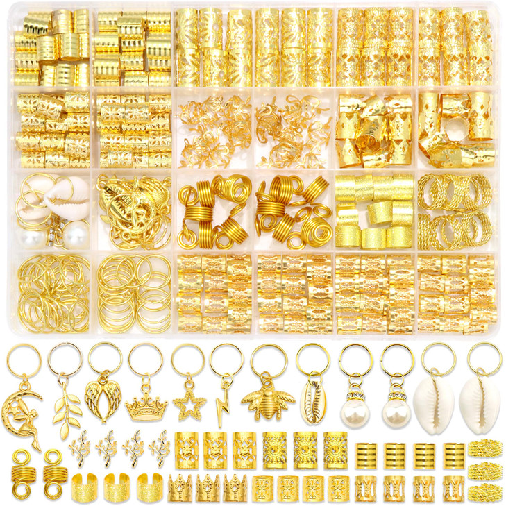 Venofen 274Pcs Gold Hair Jewelry Shell Braids Clips