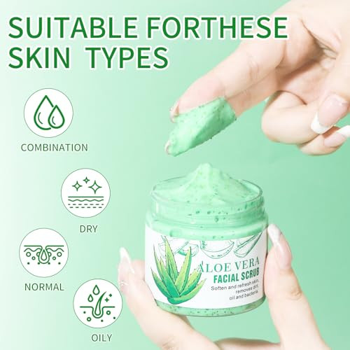 Facial Scrub And Face Exfoliator Aloe Vera Exfoliating Facial Scrub 3.53 Oz
