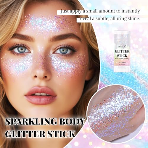 Dageda Dazzle White Body Glitter Stick Hair Sparkly Face Glitter Makeup