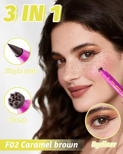 Berinist Dual Ended Freckle Stamp Pen 2 In 1 For Face Caramel Brown