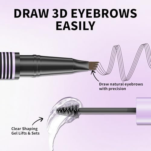 Eyebrow Pencil And Clear Eyebrow Gel Eyebrow Pencils For Women 3D Microblading Eye Brow Pen 4 Tip Plus Clear High Hold Eyebrow Gel