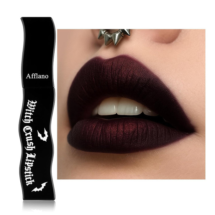 Goth Lip Gloss Highly Pigmented Matte Burgundy Dark Lipstick With Shimmer Silky Long Lasting Goth Makeup Shiny Lip Stain For Women