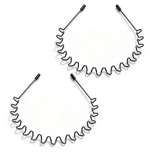 Asltw 2 Pcs Metal Hair Band For Men Headband Women Bands Head Bands For Women S Hair Non Slip Unisex Black Simple Fashion Hair Bands Outdoor
